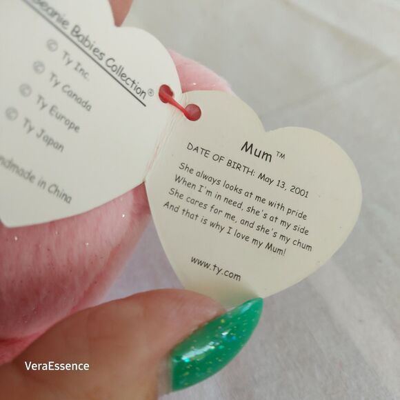 TY Beanie Baby MUM the Bear (8.5 inch) Mother's Day 2001 Pink - Picture 9 of 10